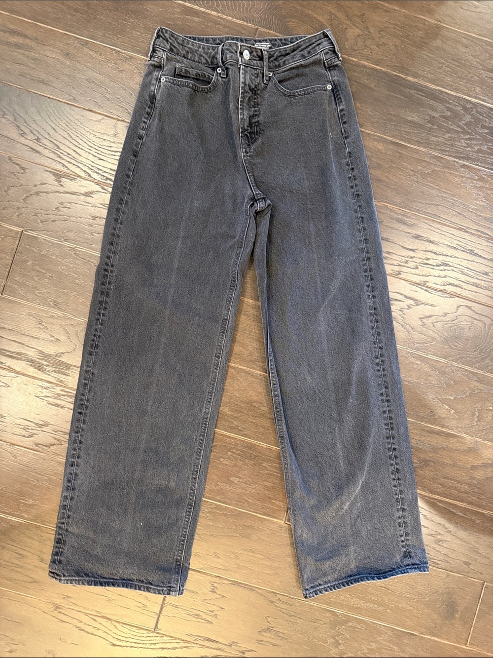 Old Navy Sky-Hi Wide Leg Jeans Extra High Rise Grey Charcoal 2 Regular